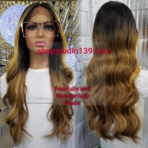 Human hair lace front wig with highlights